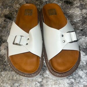 White Slide Sandals